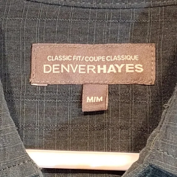 Denver Hayes Classic Fit Green/Gold Metallic Short Sleeve Shirt Size Medium - Picture 2 of 7